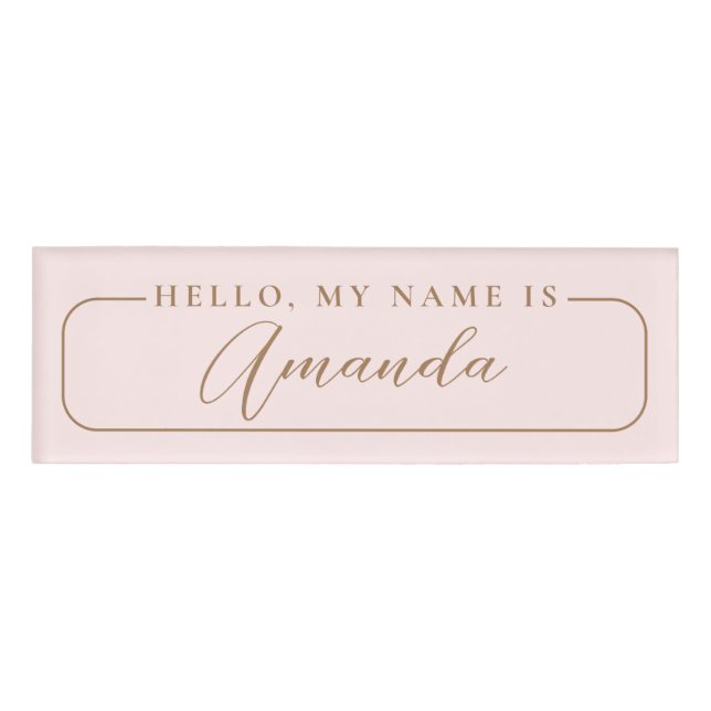 Einfache, moderne, rosa elegante Hochzeitslehne Namenschild (Vorderseite)