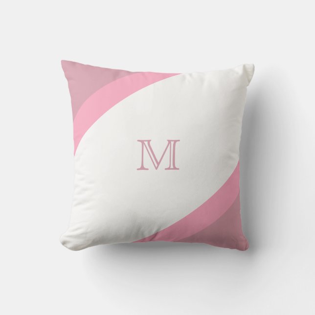 Einfache, moderne rosa gestrichene Monogramm Kissen (Vorderseite)