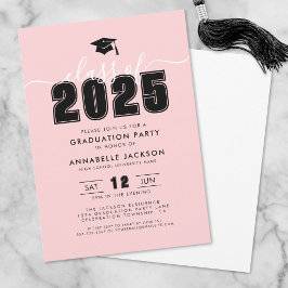 Einfache moderne rosa Graduierungsparty Einladung