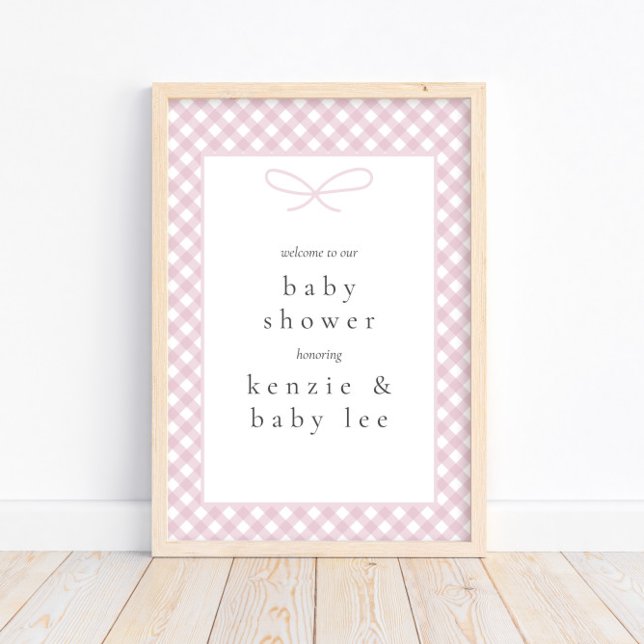 Einfache moderne, rosa Karierte Bow Baby Dusche Wi Poster (Von Creator hochgeladen)