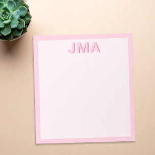 Einfache, moderne rosa Monogramm Notizblock