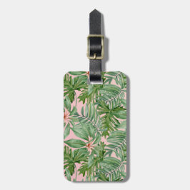 Einfache, moderne, rosa Palmblätterblätter tropisc Gepäckanhänger