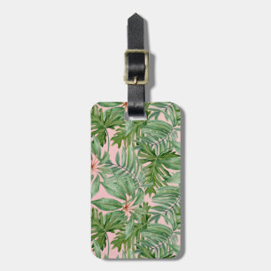 Einfache, moderne, rosa Palmblätterblätter tropisc Gepäckanhänger