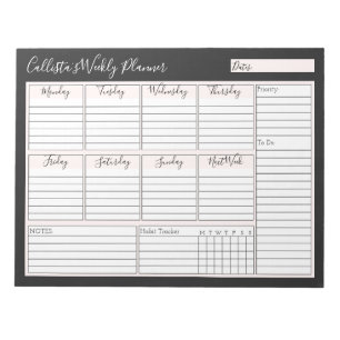 Einfache, moderne rosa Schwarz Weekly Custom Plane Notizblock
