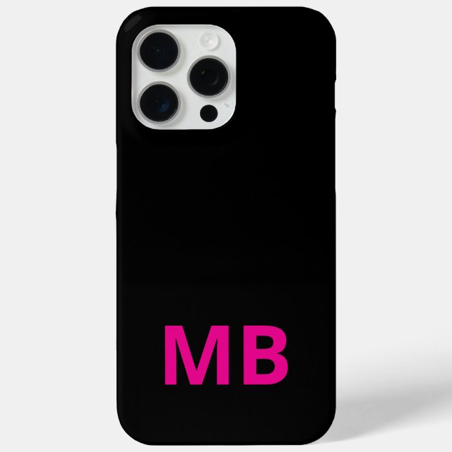 Einfache, moderne rosa Schwarze Erstmonogramm Case-Mate iPhone Hülle (Rückseite)