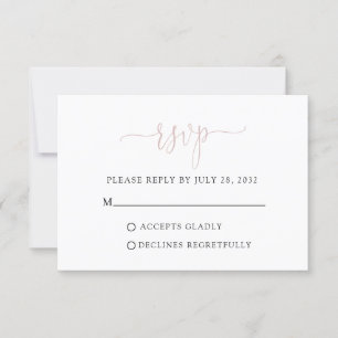 Einfache moderne, rosa Script Typografie RSVP Karte