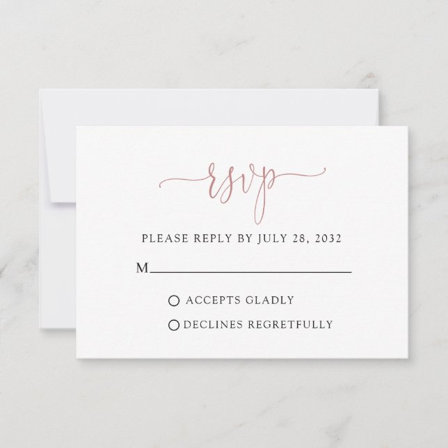 Einfache moderne, rosa Script Typografie UAWG Ca RSVP Karte (Vorderseite)