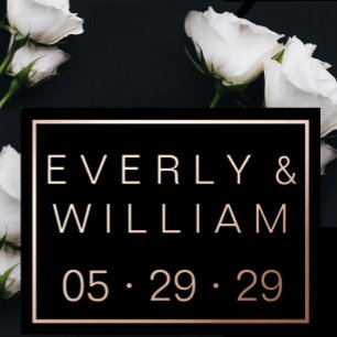 Einfache moderne ROSE Gold Border Wedding RSVP Folie Einladungspostkarte