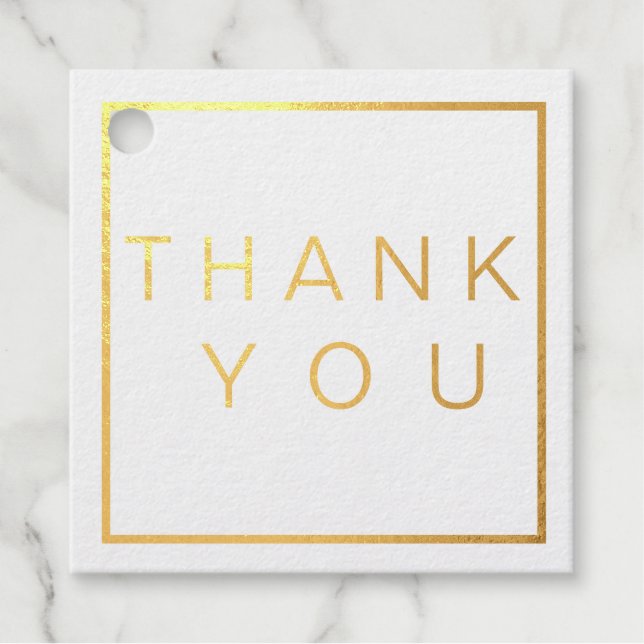 Einfache moderne ROSE Gold Border Wedding RSVP Geschenkanhänger (Vorderseite)