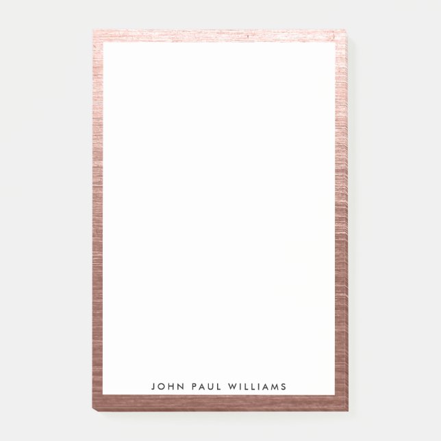 Einfache, moderne Rose Gold Kupfer Brushmetall Post-it Klebezettel (Vorderseite)
