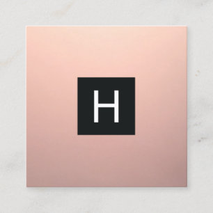 Einfache, moderne Rose Gold-Kupfer-Monogramm Quadratische Visitenkarte