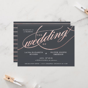 Einfache moderne Rose Gold Script Hochzeit Einladung