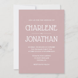 Einfache, moderne Rose Hochzeitsfeier Einladung