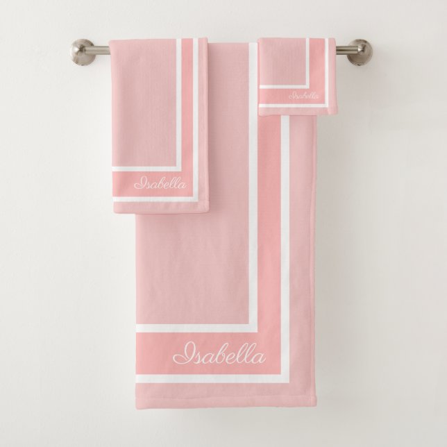 Einfache moderne Rose Quarz Badhandtuch Set (Insitu)