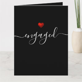 Einfache moderne Rot Herz Schwarz Verlobt Karte