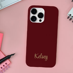 Einfache moderne Rot- und Gold-Monogramm-Bezeichnu Case-Mate iPhone 14 Pro Max Hülle