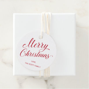 Einfache moderne rote Schrift Elegante Weihnachten Geschenkanhänger