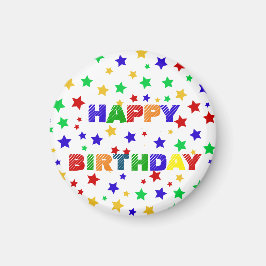 Einfache, moderne, rote Star farbige Geburtstagspa Magnet