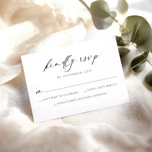 Einfache moderne RSVP-Karte für Schwarz und Weiß Dankeskarte
