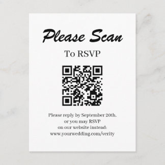 Einfache moderne RSVP-Karte mit QR-Code-Beilage Begleitkarte
