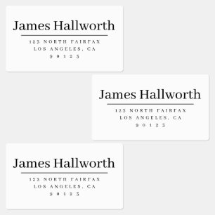 Einfache moderne Rücksendeadresse Schwarz & Weiß Etiketten