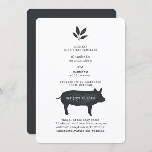 Einfache moderne Rustikale Landhaus Hochzeit Einladung