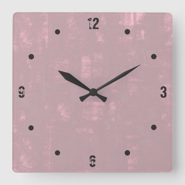 Einfache moderne, rustikale Mallow pink abstrakt Quadratische Wanduhr (Vorderseite)