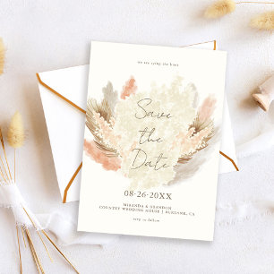 Einfache moderne rustikale Pampasgras-Hochzeit Save The Date