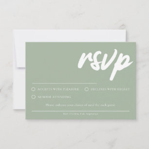 Einfache moderne Sage-RSVP-Karte mit Essensauswahl Einladung