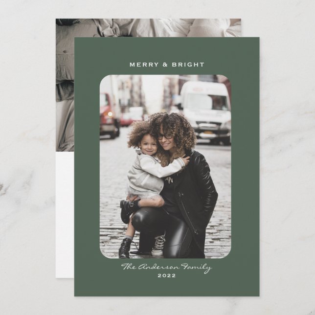 Einfache, moderne, saubere Weihnachtsferien-Fotoka Feiertagskarte (Vorne/Hinten)