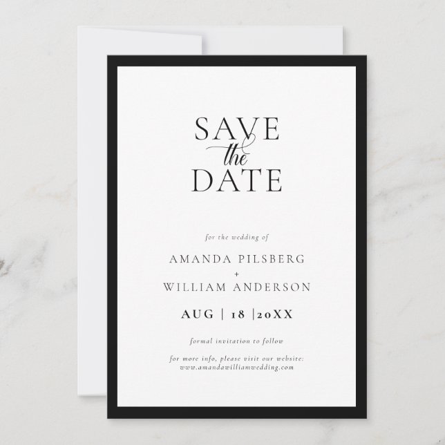 Einfache moderne "Save The Date"-Karte im Rahmenst Save The Date (Vorderseite)
