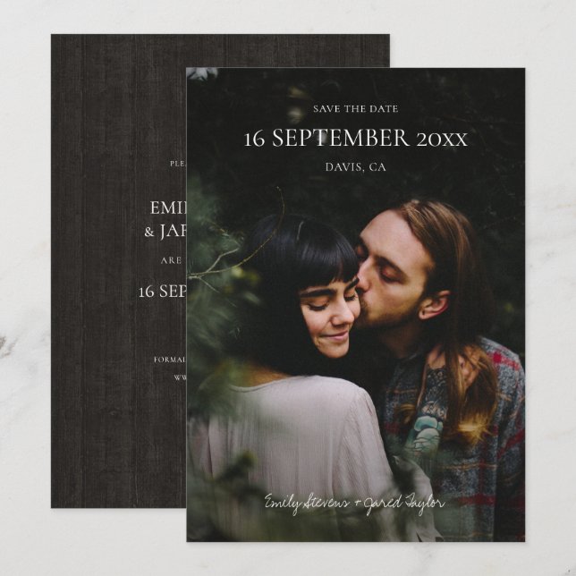 Einfache moderne, Save the Date Minimalistisch Einladung (Vorne/Hinten)