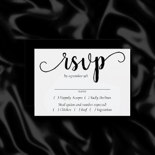 Einfache moderne Schrift   Classic Black Event Ent RSVP Karte