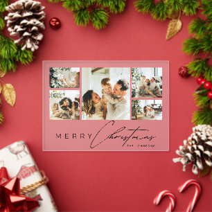 Einfache moderne Schrift-Fotocollage-Weihnachtskar Acryleinladungen
