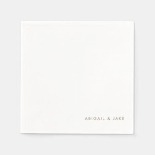 Einfache moderne Schrift Gold Text Namen Hochzeit Serviette