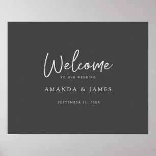Einfache moderne Schrift Gray & White Wedding Will Poster