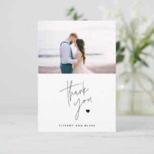 Einfache moderne Schrift Herz Hochzeit Danksagungs Dankeskarte
