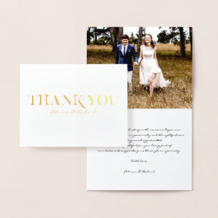 Einfache moderne Schrift Hochzeit Danke Foto Folienkarte