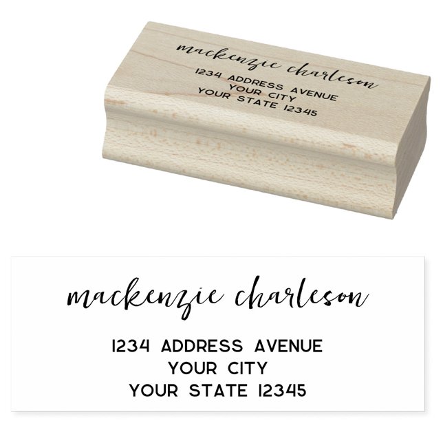 Einfache moderne Schrift personalisierte Rücksende Gummistempel (Simple modern minimalist script personalized rubber stamp return address)