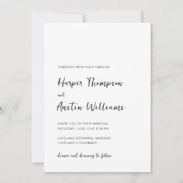Einfache moderne Schrift Schwarz-Weiß-Hochzeit Einladung