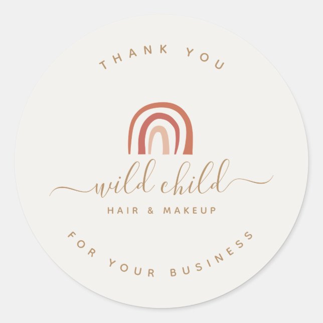 Einfache moderne Schrift Trendy Abstrakt Rainbow Runder Aufkleber (Vorderseite)