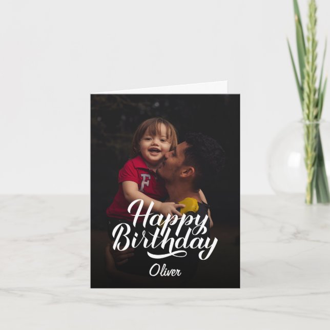 Einfache moderne Schrift und Foto | Happy Birthday Karte