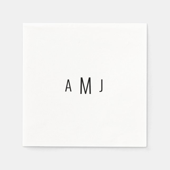 Einfache moderne Schriftart Couple Black Monogram Serviette (Vorderseite)