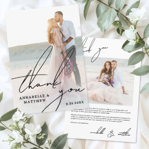 Einfache moderne Schriftfoto-Hochzeit Dankeskarte