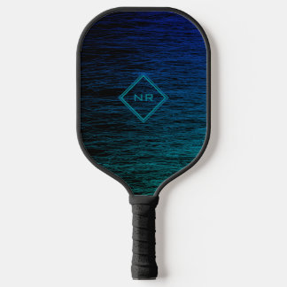 Einfache moderne Schwarz Blau Aquamarine Abstrakte Pickleball Schläger