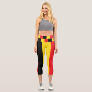 Einfache, moderne, schwarz-gelbe Flagge Belgiens Capri Leggings