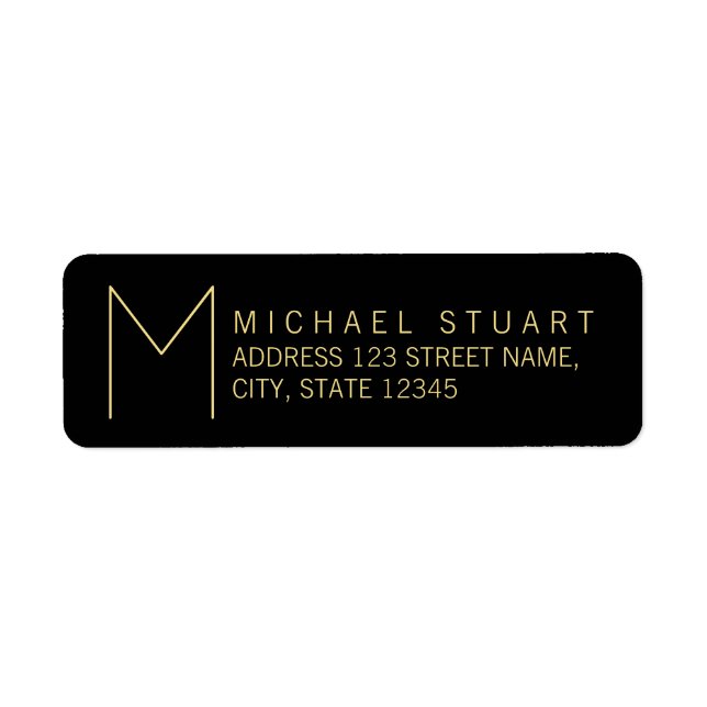 Einfache moderne Schwarz-Gold-Monogramm (Vorne)