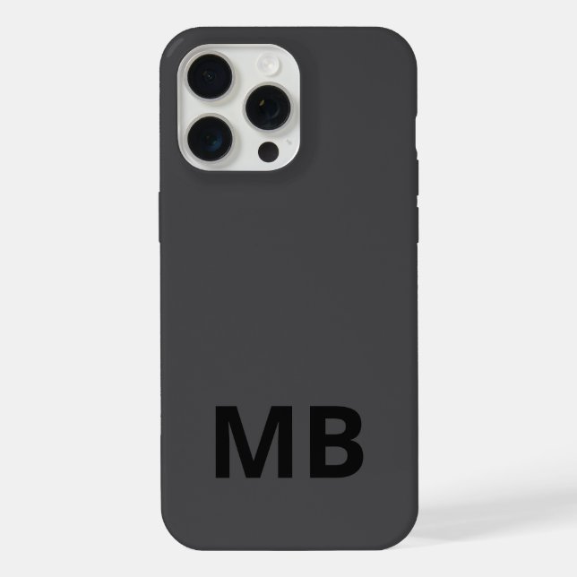 Einfache moderne Schwarz-Initial-Monogramm iPhone Hülle (Rückseite)