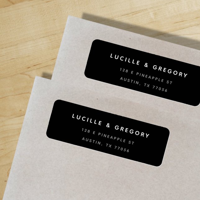 Einfache, moderne Schwarz-Rücksendeadresse (Von Creator hochgeladen)