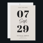 Einfache moderne Schwarz- und Elfenbeinhochzeit Save The Date<br><div class="desc">Moderne Hochzeiten speichern die Dattelkarten mit einfachem minimalem Chic-Design in Schwarz und Elfenbeinfarbe.</div>